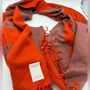 Rag & Bone scarf/shawl, bright orange and tan.